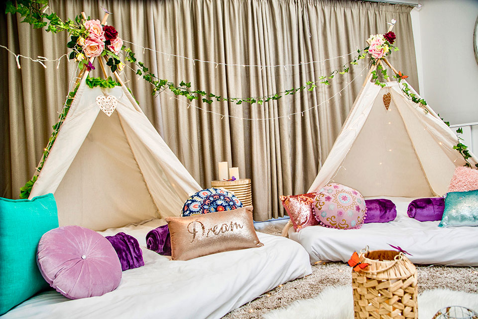 Teepee sleep over party in Cape Town Boho Bliss theme
